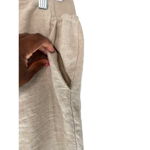 J. Jill Love Linen Tan Elastic Waist Lagenlook Straight Leg Pants Size Medium - Picture 6 of 12